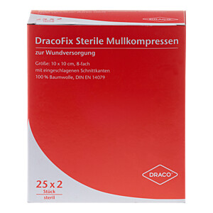 DRACOFIX PEEL Kompressen 10x10 cm steril 8fach