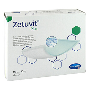 ZETUVIT Plus extrastarke Saugkompr.steril 10x10 cm