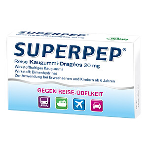 SUPERPEP Reise Kaugummi Dragees 20 mg