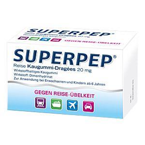 SUPERPEP Reise Kaugummi Dragees 20 mg