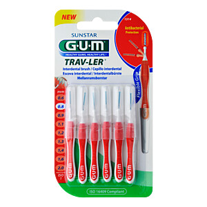 GUM TRAV-LER 0,8mm Kerze rot Interdental+6Kappen