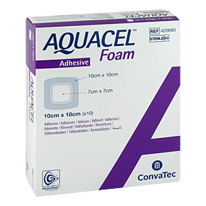 AQUACEL Foam adhaesiv 10x10 cm Verband