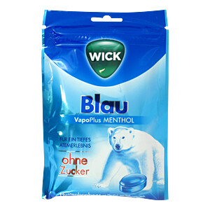 WICK BLAU Menthol Bonbons ohne Zucker Beutel