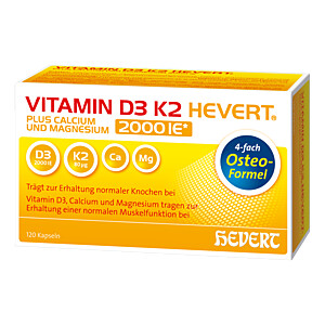 VITAMIN D3 K2 Hevert plus Ca Mg 2000 IE-2 Kapseln